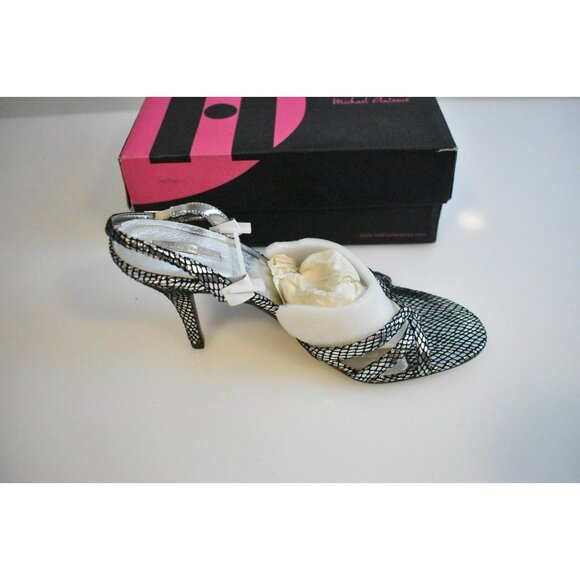 Michael Antonio Metalic Swoon Black and Grey Heels Round Toe New Size 10 - Picture 5 of 8